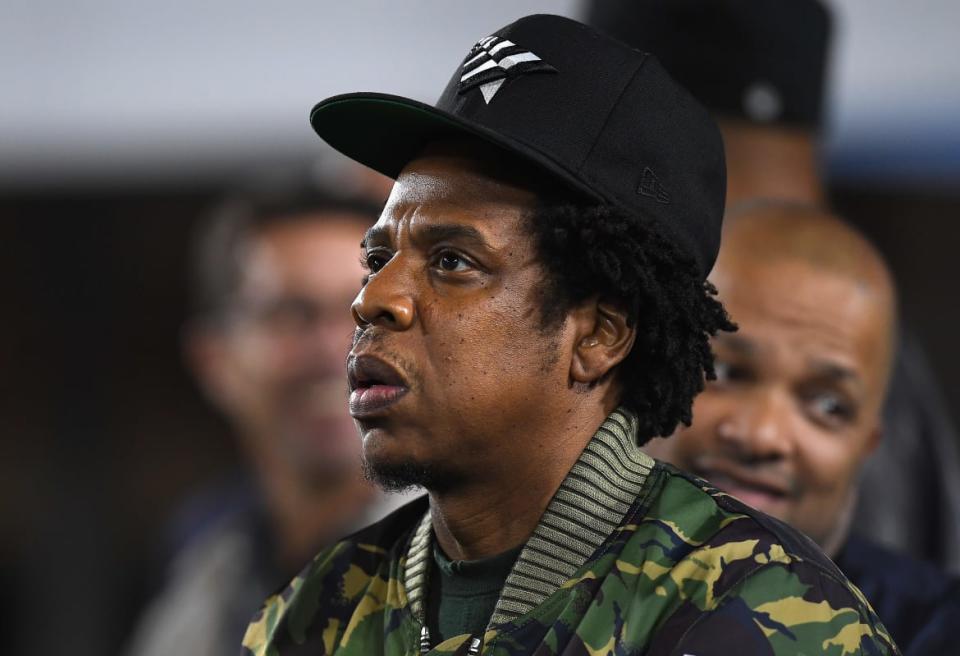 <div class="inline-image__caption"><p>Rapper Jay-Z attends the game between the Kansas City Chiefs and the Los Angeles Rams at Los Angeles Memorial Coliseum on November 19, 2018, in Los Angeles, California. </p></div> <div class="inline-image__credit">Kevork Djansezian/Getty</div>