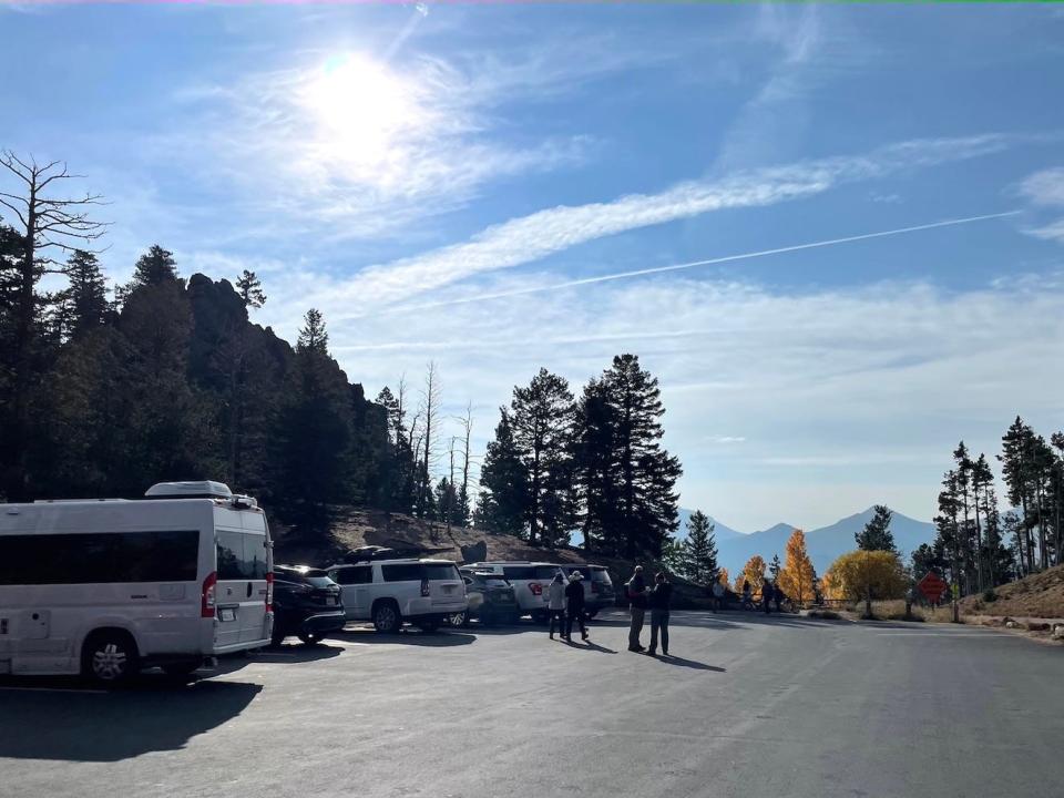 A parking lot inside the national park.