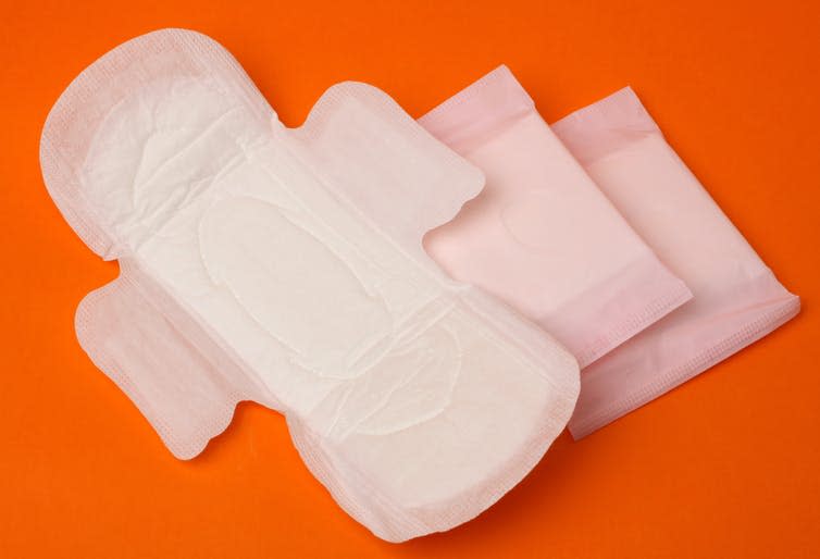 <span class="caption">The sanitary pad.</span> <span class="attribution"><a class="link " href="https://www.shutterstock.com/image-photo/sanitary-pad-610891796" rel="nofollow noopener" target="_blank" data-ylk="slk:Jiangdi/Shutterstock.com;elm:context_link;itc:0;sec:content-canvas">Jiangdi/Shutterstock.com</a></span>