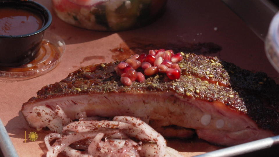 Pomegranate Glazed Pork Ribs, from KG BBQ in Austin.  / Credit: CBS News