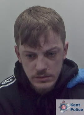 Liam Scott. Photo released February 13 2024. See SWNS story SWMRram.Liam Scott, 24, had been out of prison for less than a year when he and two accomplices stole a Land Rover from an address in Faversham, Kent and drove it through a caravan park clubhouse and a local supermarket.  The three thieves attempted to steal a cash machine from the clubhouse in Whitstable, Kent, but the straps they had attached to the car’s towbar snapped.  
