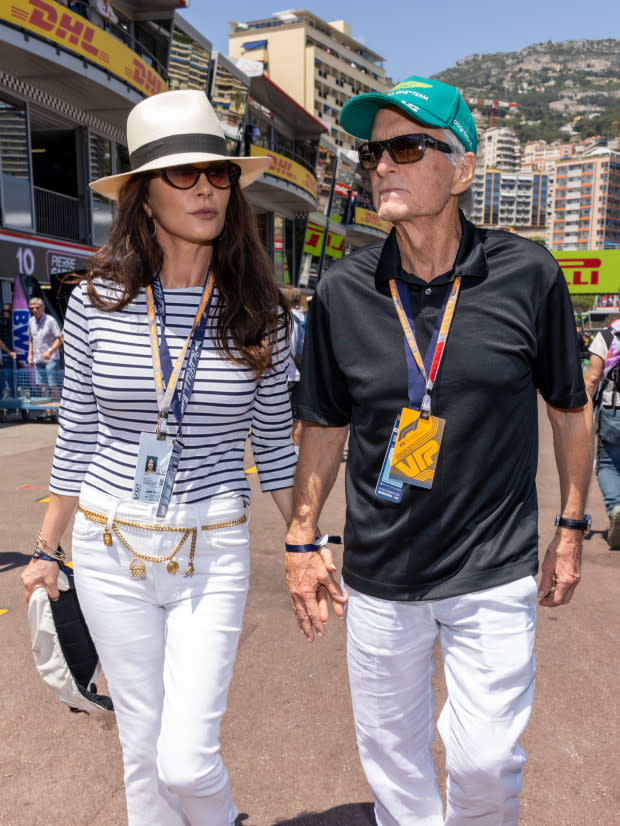 MONTE-CARLO, MONACO - MAY 27: Michael Douglas and Catherine Zeta-Jones attend the F1 Grand Prix of Monaco - Qualifying at Circuit de Monaco on May 27, 2023 in Monte-Carlo, Monaco. (Photo by Arnold Jerocki/FilmMagic)<p><a href="https://www.gettyimages.com/detail/1493741785" rel="nofollow noopener" target="_blank" data-ylk="slk:Arnold Jerocki/Getty Images;elm:context_link;itc:0;sec:content-canvas" class="link ">Arnold Jerocki/Getty Images</a></p>