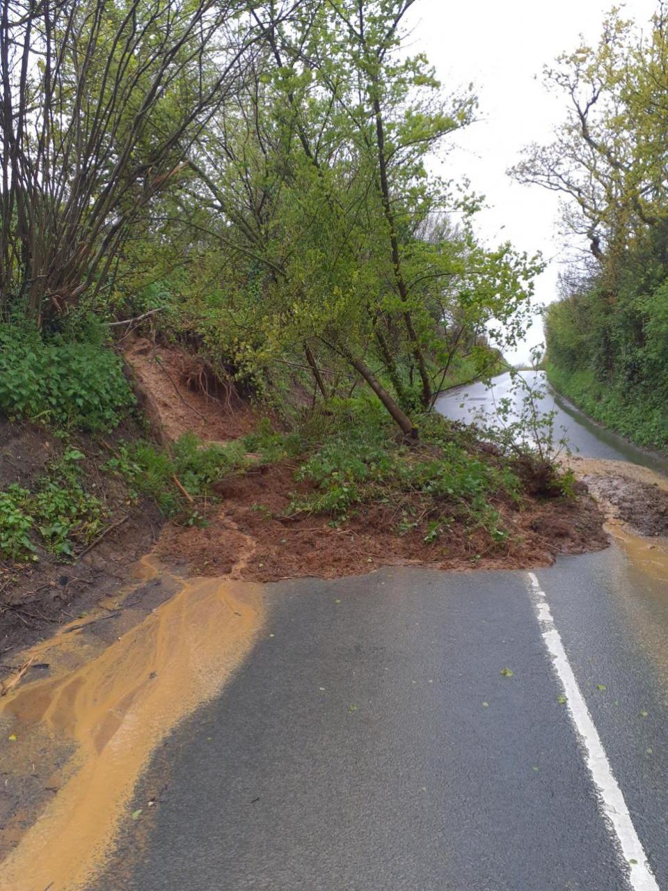 Isle of Wight County Press: Landslip on Niton Road in Rookley