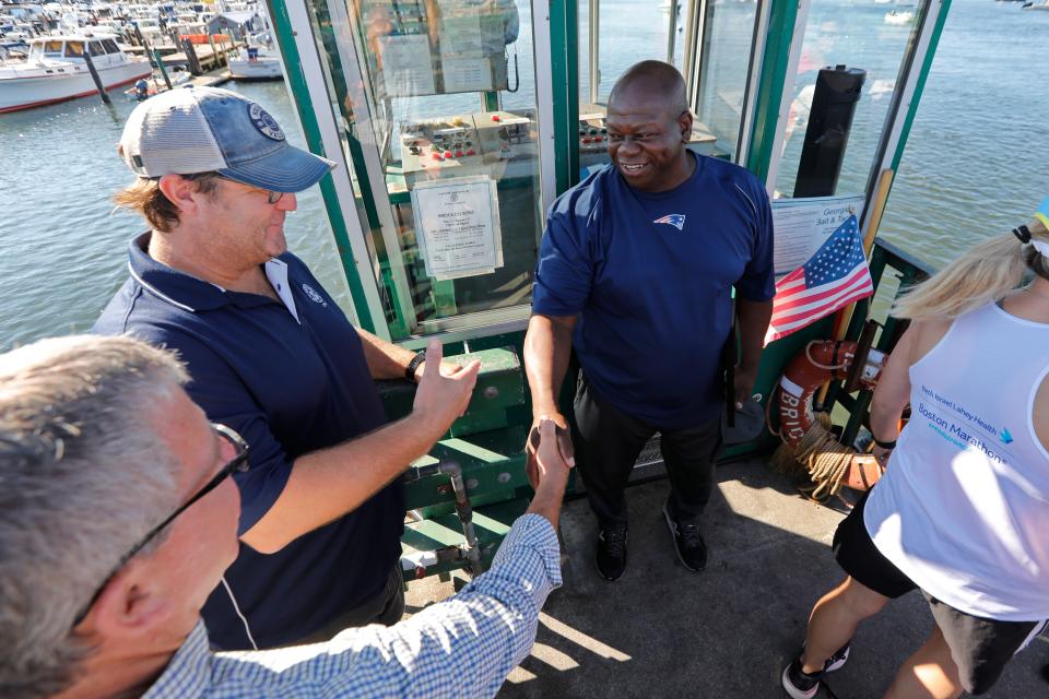 Yves Louis, whom everyone calls Lou, is congratulated by Dartmouth officials and residents for helping a suicidal man.  Lou is the Padanaram bridgetender in Dartmouth.