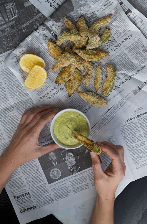 Avocado fries with a curry lime dip