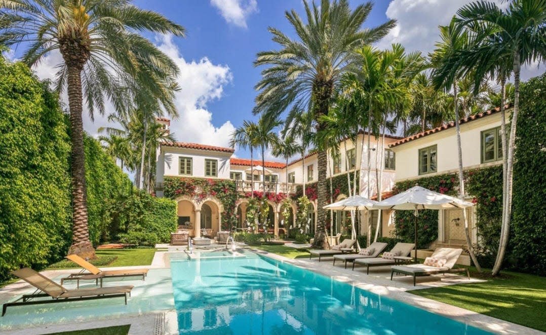 In Midtown Palm Beach, the wings of a Mediterranean-style house shelter the pool area at 240 Clarke Ave., which has sold for a $32.375 million, the price first reported in the multiple listing service. Courthouse records show the five-bedroom house last sold for $12.9 million in 2014, when it was bought by an ownership company controlled by car dealer Michael Cantanucci and his wife, Kimberly.