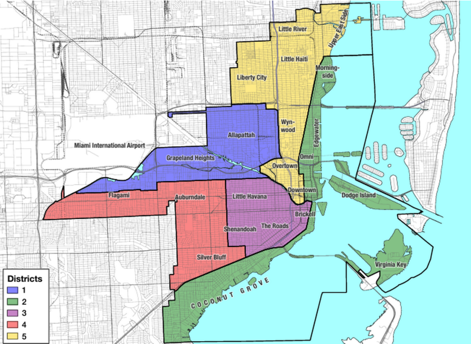Un nuevo mapa electoral de la ciudad de Miami. Un juez federal anuló el mes pasado el anterior mapa electoral de la ciudad tras dictaminar que los comisionados aprobaron en 2022 unos límites de distrito inconstitucionales y racialmente manipulados que clasificaban a los habitantes de la ciudad por raza y etnia.