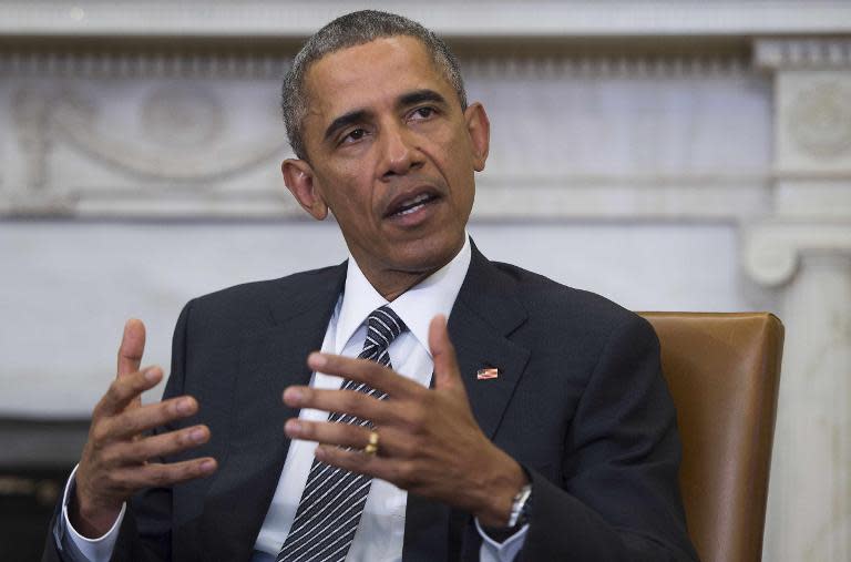 File picture shows US President Barack Obama speaking from the Oval Office at the White House in Washington, DC, on February 17, 2015