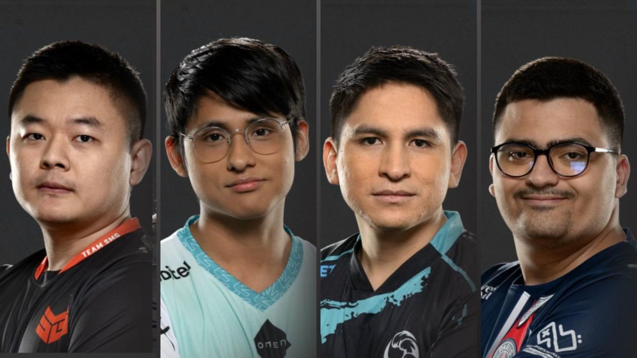 Phase one of The International 2023's Road to The International Group Stage ended with Team SMG, Thunder Awaken, Beastcoast, and PSG.Quest being the first teams to be eliminated from the tournament. Pictured: Team SMG MidOne, Thunder Awaken SLATEM$, Beastcoast Scofield, PSG.Quest OmaR. (Photos: Valve Software)
