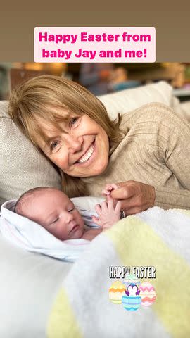 <p>Katie Couric/Instagram</p> Katie Couric with her newborn grandson John on Easter.