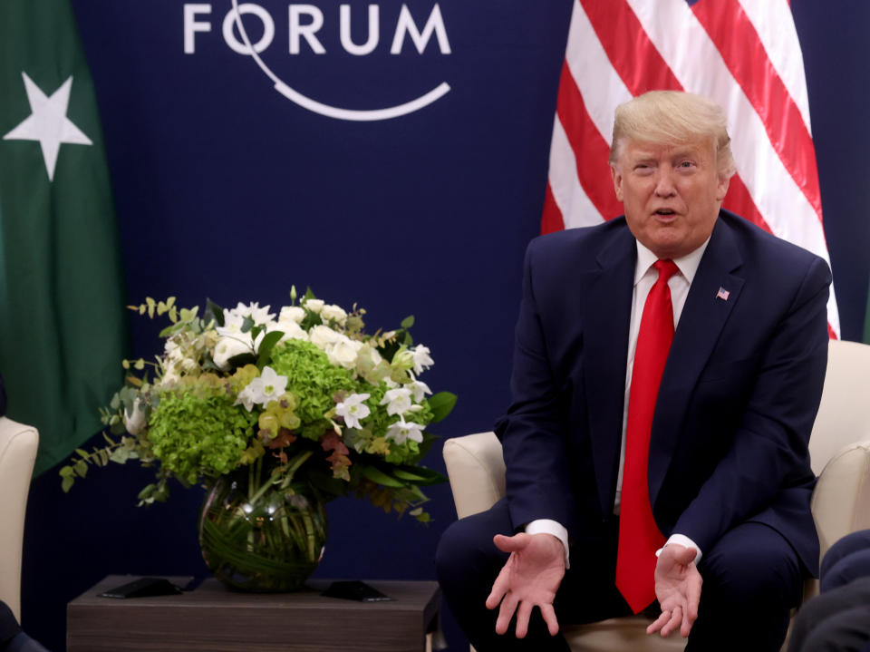 President Donald Trump at a meeting at the 50th World Economic Forum in Davos, Switzerland, on Tuesday.&nbsp; (Photo: Jonathan Ernst / Reuters)