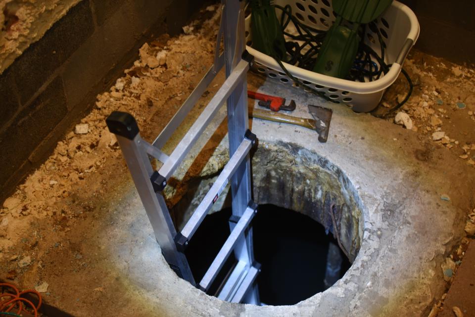 The entrance to the tunnel under the Gilmartins' house, where their hot tub used to be.