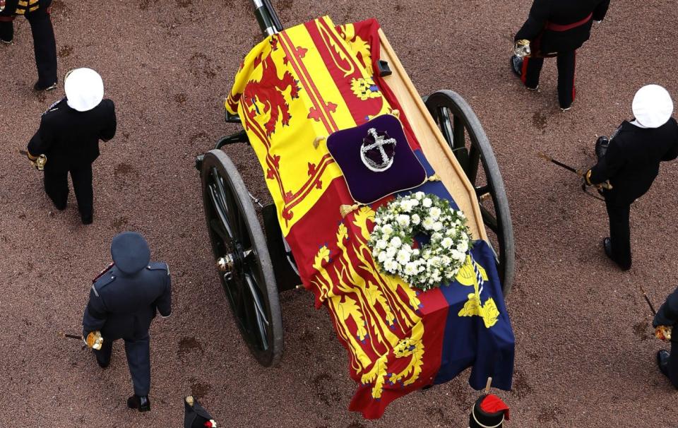 The George gun carriage of the King’s Troop Royal Horse Artillery, which was used on Wednesday