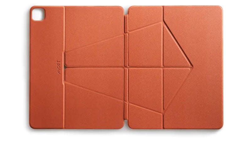 The Moft Snap Float Folio iPad case laid flat, revealing its numerous fold lines.