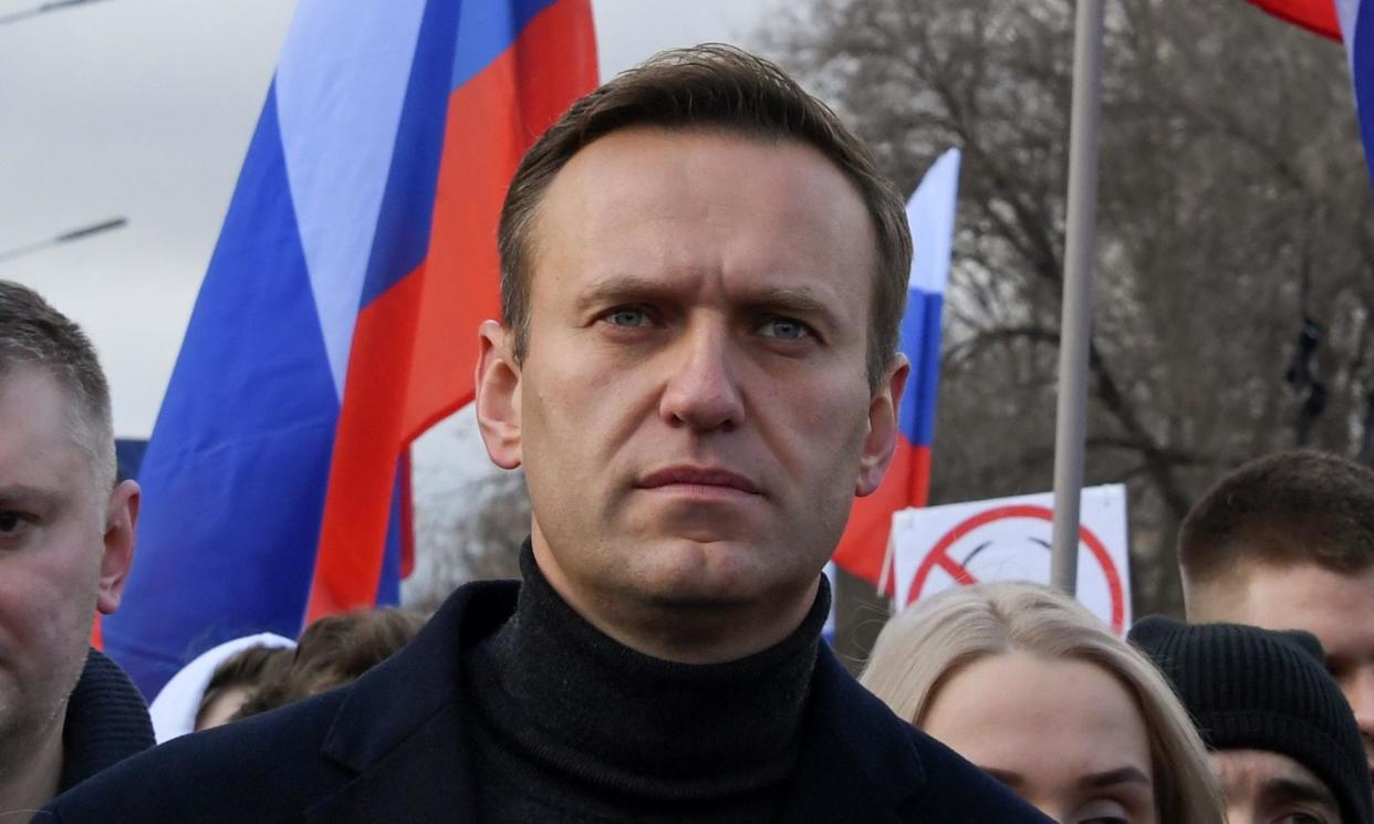 <span>Alexei Navalny on a march in memory of murdered Kremlin critic Boris Nemtsov, in Moscow, February 2020.</span><span>Photograph: Kirill Kudryavtsev/AFP/Getty Images</span>