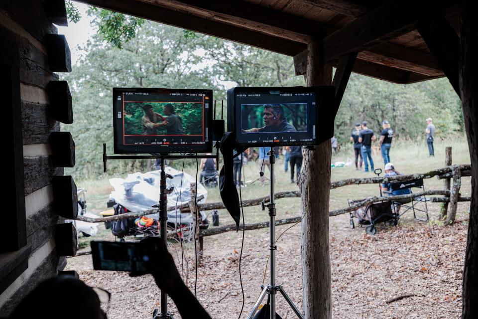 The video village allows crew to watch the actors perform while staying out of the way of the camera during the filming of "Cottonmouth."