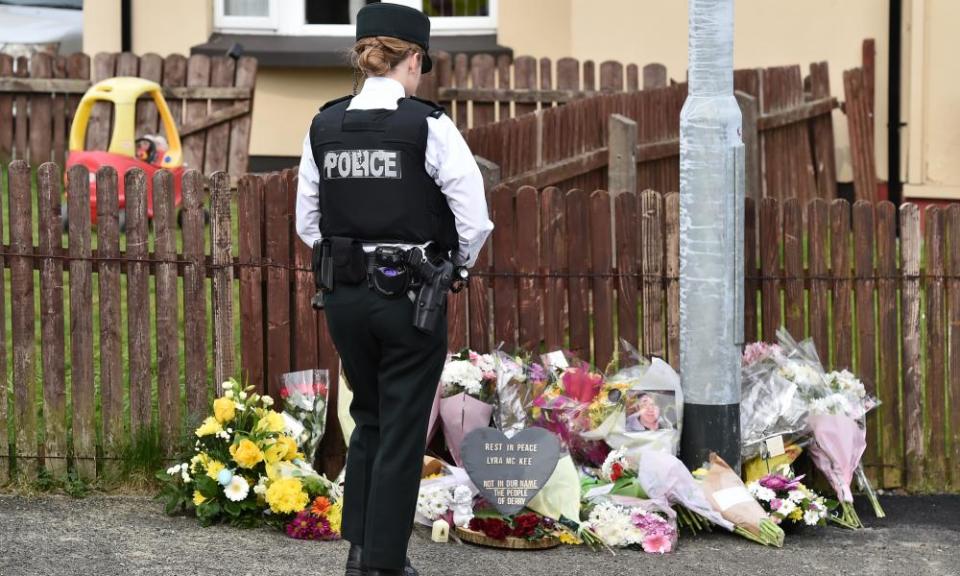 Tributes to McKee near the scene of her shooting.