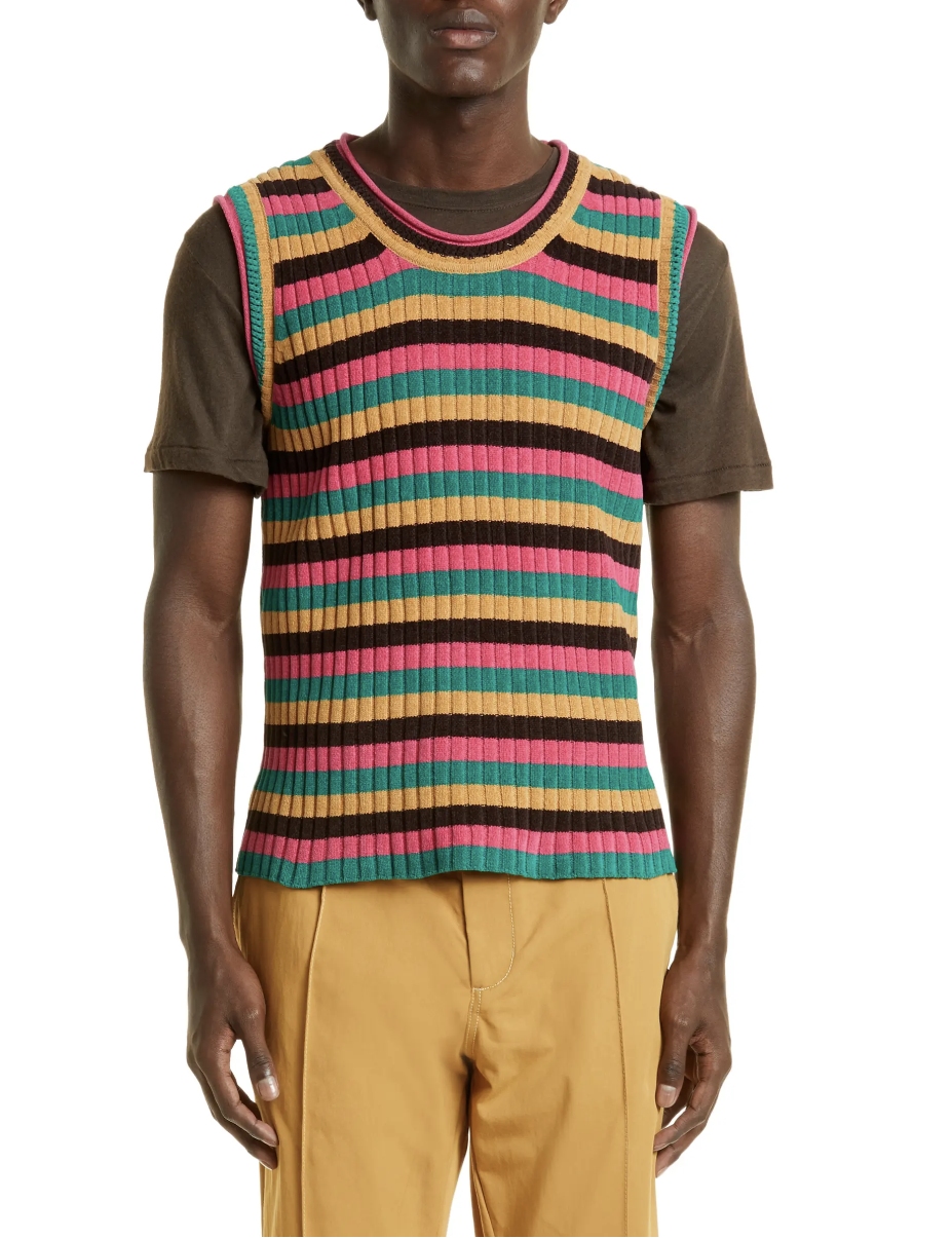 Swing Stripe Rib Cotton Sweater Vest