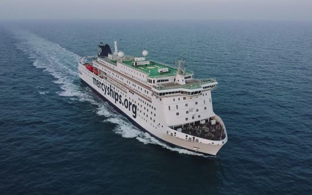The Global Mercy sailing during Sea Trials - Mercy Ships