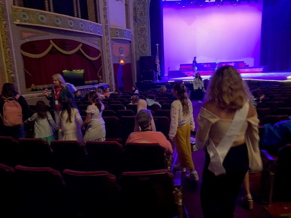 The Miss Ohio Little Princesses line up at the Renaissance Theatre to go to a spa day at Studio 19 Tuesday morning.