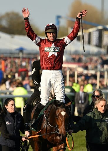 Davy Russell celebrates on Tiger Roll