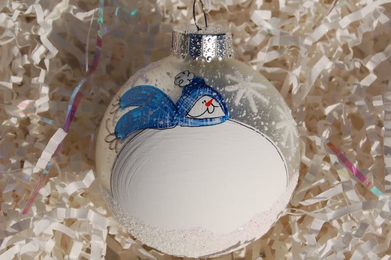 Hand Painted Glass Snowman
