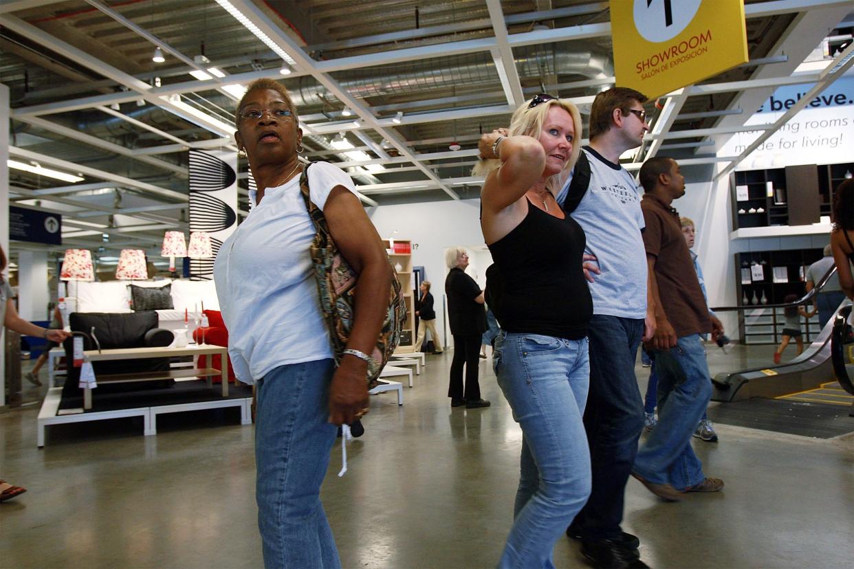 Customers standing in Ikea