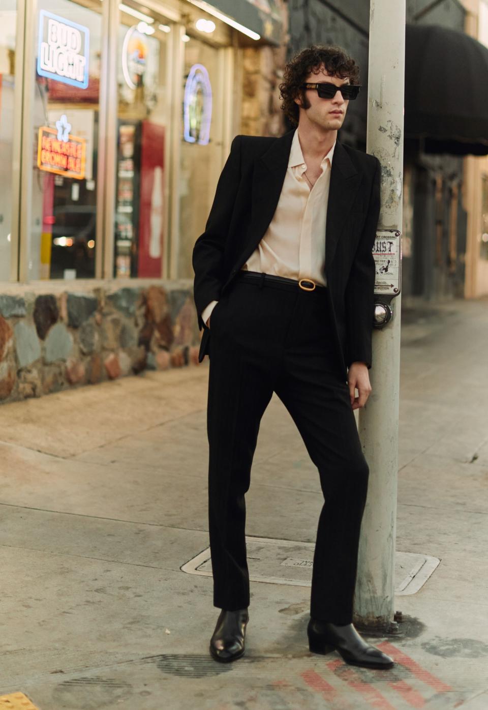 Dominic Sessa in Saint Laurent, styled by Warren Alfie Baker.