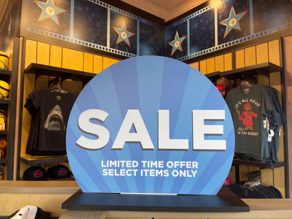 sale sign at a merchandise location at universal studio orlando