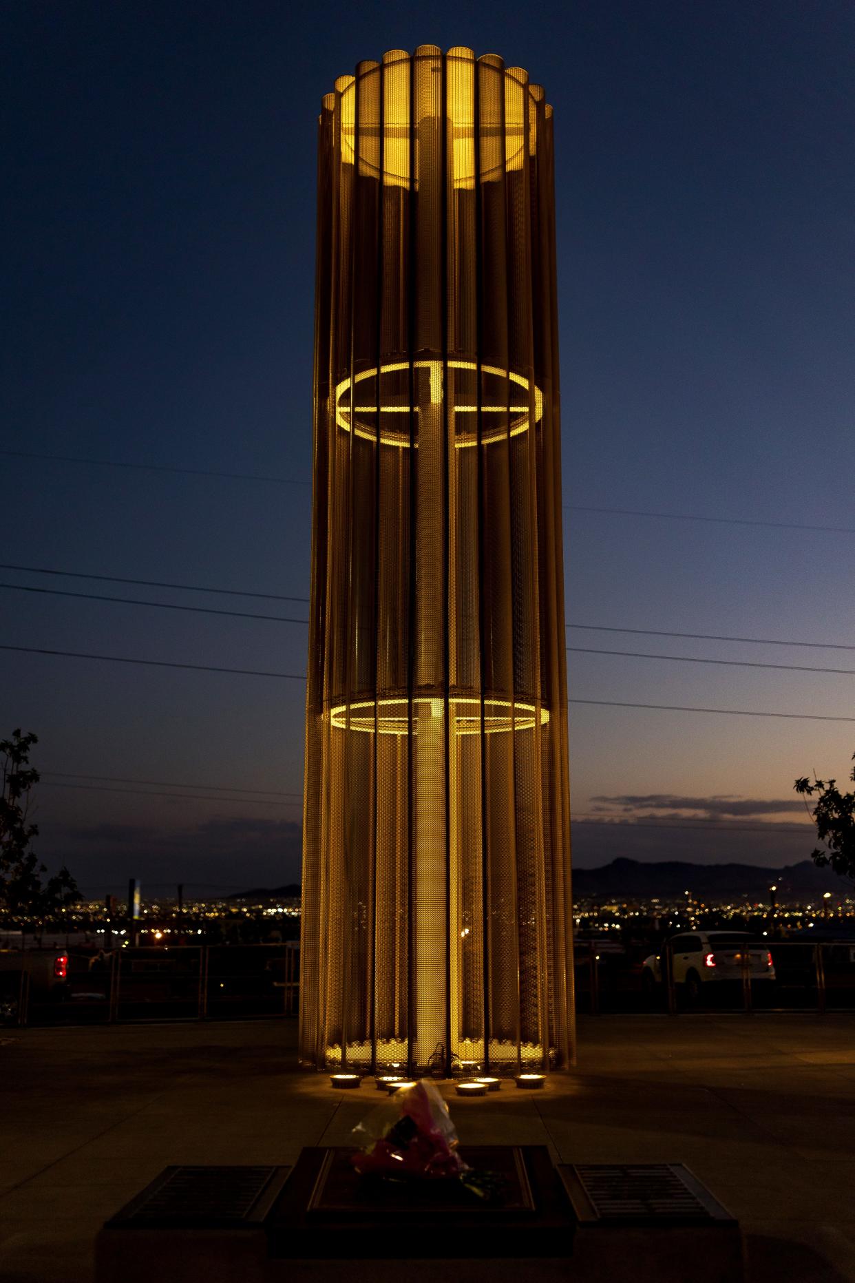 The Grand Candela Memorial at the Walmart in El Paso commemorates the victims and survivors of the shooting.