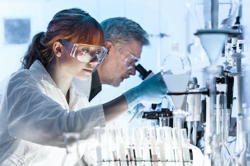 <span class="caption">Chemists are often the unsung heroes of scientific breakthroughs that change our lives</span> <span class="attribution"><a class="link " href="https://www.shutterstock.com/image-photo/health-care-researchers-working-life-science-639884194" rel="nofollow noopener" target="_blank" data-ylk="slk:Matej Kastelic/Shutterstock;elm:context_link;itc:0;sec:content-canvas">Matej Kastelic/Shutterstock</a></span>