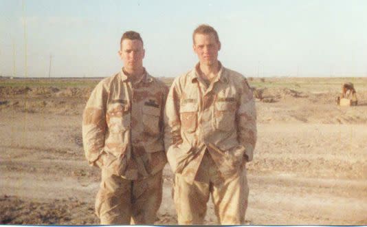 Scott W. Patton (right) with fellow soldier, Todd Renville, in the Euphrates River Valley, Iraq in 1991. (Photo: Courtesy of Scott W. Patton)
