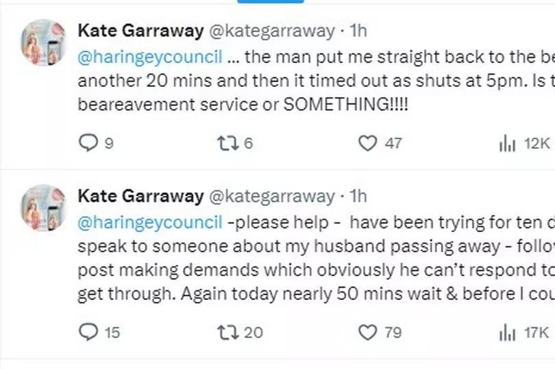 Kate used her Twitter account to try and prompt action