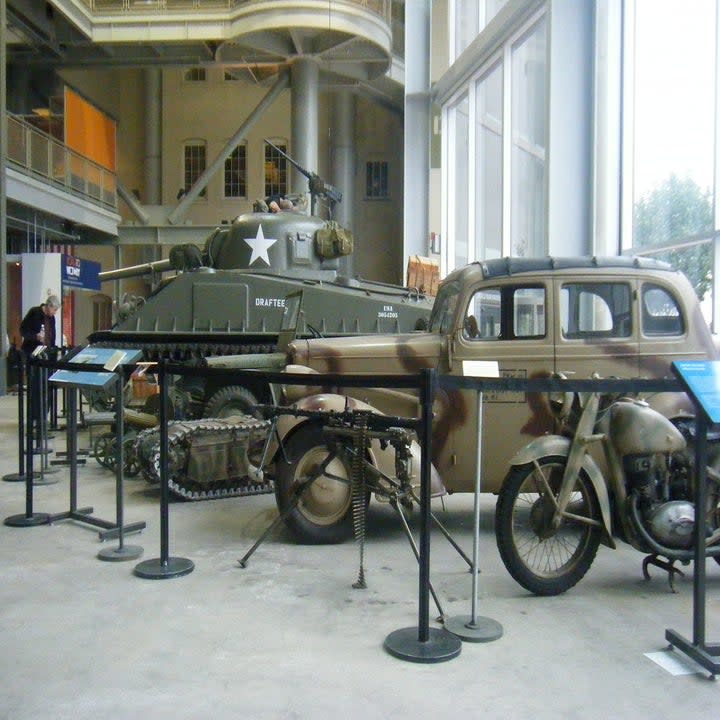 Left to right: M4A3 Sherman, Willys MB, Sd.Kfz.302, Opel 2 Liter, DKW NZ350