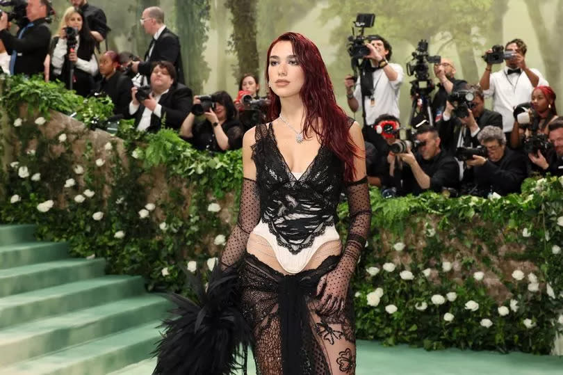 Dua Lipa attends The 2024 Met Gala Celebrating "Sleeping Beauties: Reawakening Fashion" at The Metropolitan Museum of Art on May 06, 2024 in New York City. (Photo by Dia Dipasupil/Getty Images)