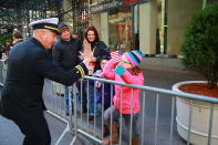 <p>Personnel from the United States Navy thank spectators during the Veterans Day parade in New York City on Nov. 11, 2017. (Photo: Gordon Donovan/Yahoo News) </p>