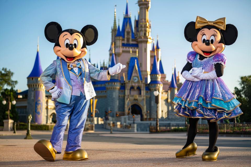 Mickey and Minnie Mouse in their sparkling new looks made for the 18-month 50th anniversary event. Select Happy Meal toys in the McDonald's collection will also wear 