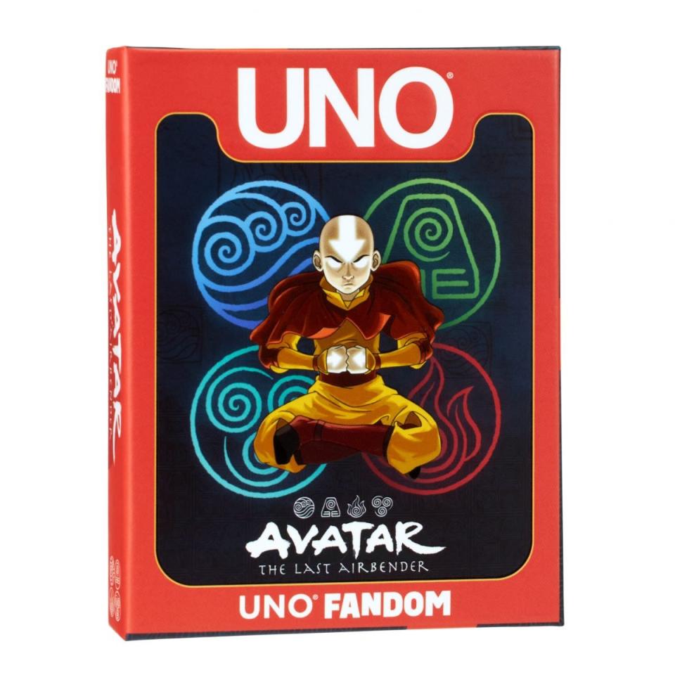 Packaging art for UNO Fandom's Avatar: The Last Airbender deck.