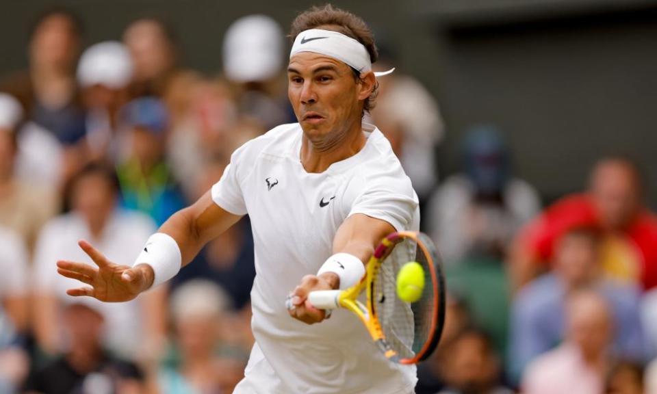 Rafael Nadal connects with a forehand against Botic van de Zandschulp