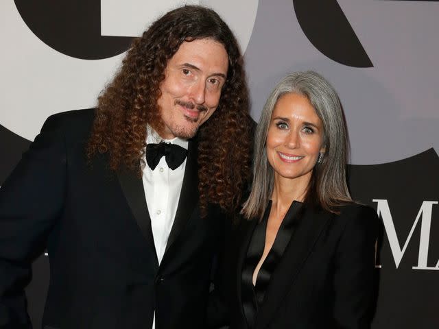 <p>Joe Scarnici/Getty</p> Weird Al Yankovic and his wife, Suzanne Yankovic, attend GQ and Giorgio Armani Grammys After Party on February 8, 2015 in Hollywood, California.