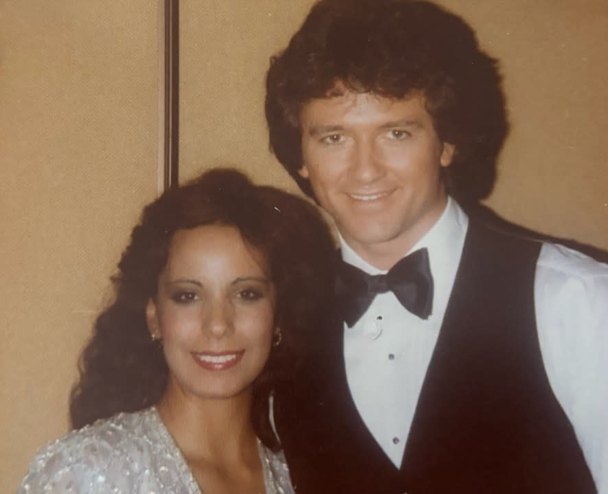 Estela Casas and Patrick Duffy on the set of “Dallas” circa 1981