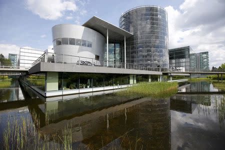 FILE PHOTO - A general view shows the Glaeserne Manufaktur (transparent factory) where Germany's car maker Volkswagen AG assemble the luxury model Phaeton in Dresden May 14, 2013. REUTERS/Fabrizio Bensch/File Photo