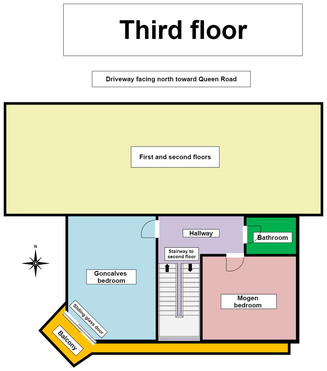 An updated layout of the third floor of the Moscow home where the homicides took place.