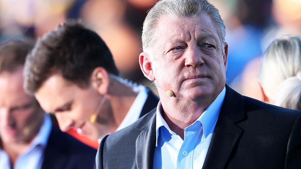 Phil Gould, pictured here during an NRL game in Newcastle in 2019.