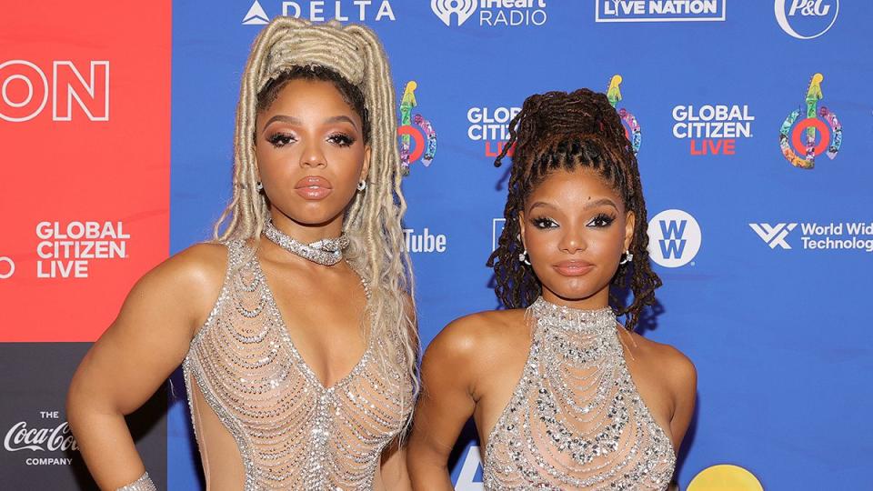 Chloe Bailey and Halle Bailey of Chloe x Halle attend Global Citizen Live on September 25, 2021 in Los Angeles, California.