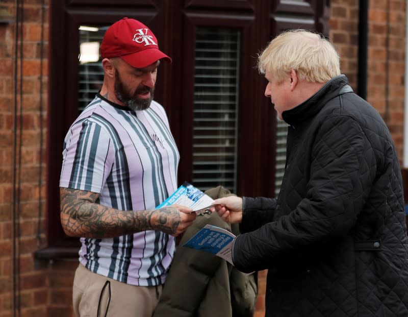 Britain's Prime Minister Boris Johnson campaign trail stop in Mansfield