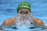 Tatjana Schoenmaker of South Africa swims in a women's 200-meter breaststroke semifinal at the 2020 Summer Olympics, Thursday, July 29, 2021, in Tokyo, Japan. (AP Photo/Matthias Schrader)