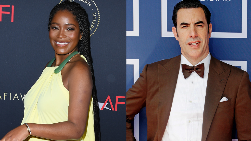 Keke Palmer: (Photo by Steve Granitz/FilmMagic) Sacha Baron Cohen: (Photo by Rick Rycroft-Pool/Getty Images)