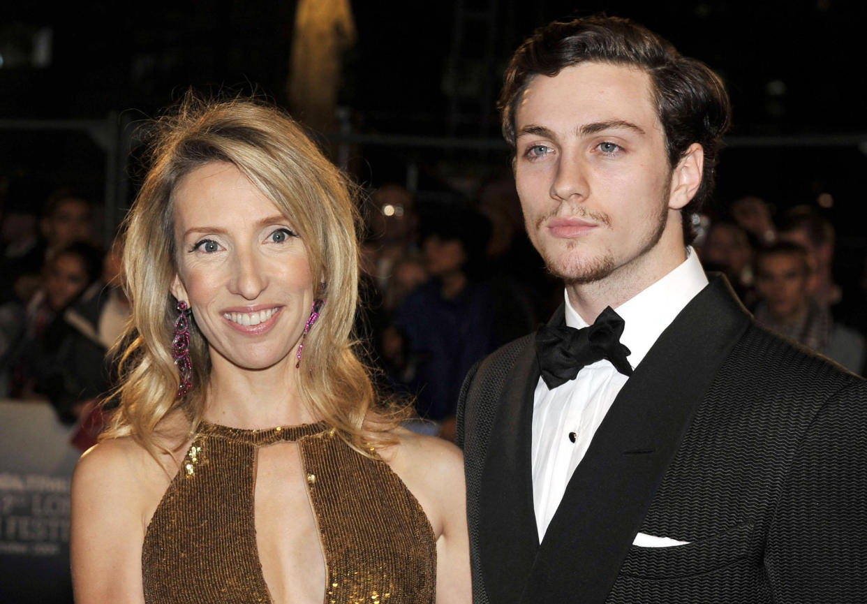 Sam Taylor-Wood arrives with Aaron Johnson for The Times BFI 53rd London Film Festival closing night film 'Nowhere Boy' at the Odeon in Leicester Square.