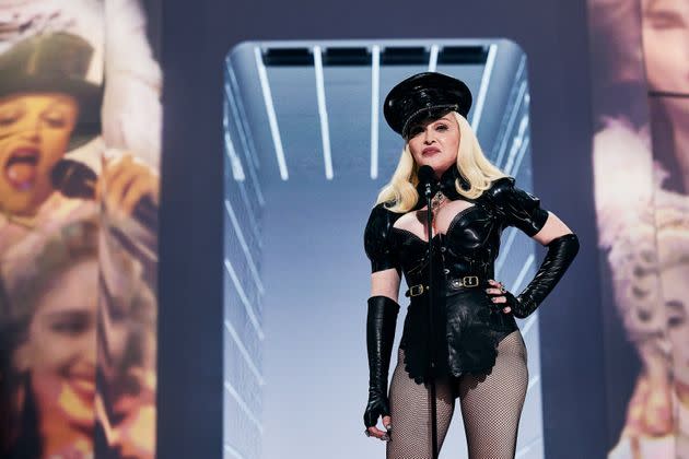 Madonna on stage at the VMAs in 2021 (Photo: John Shearer/MTV VMAs 2021 via Getty Images)